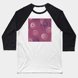 Pink abstract circle flowers on plum Baseball T-Shirt